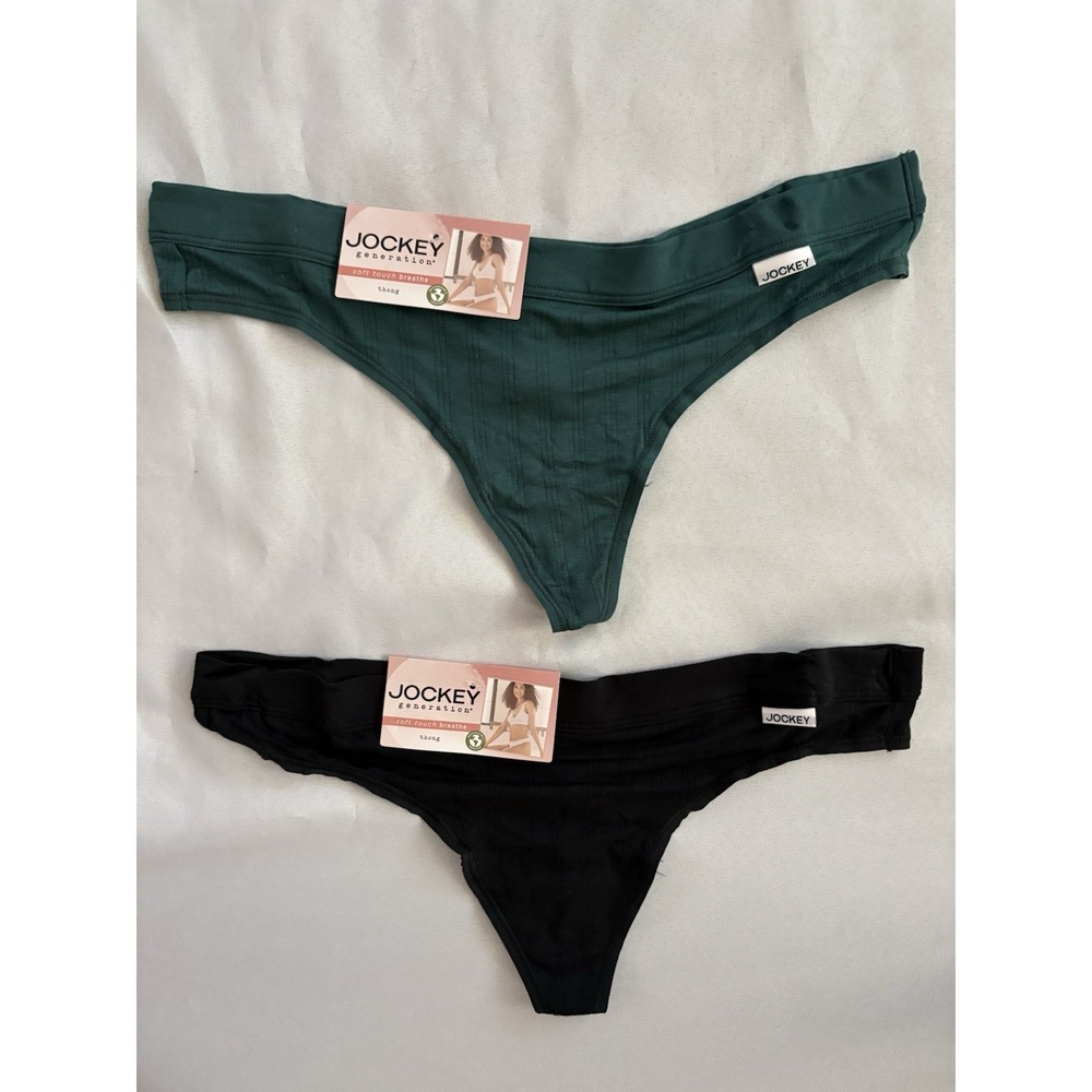 NEW JOCKEY Soft Touch Breathe Modal Stretch Thong Panty Women Size Large 2 Pair